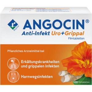 ANGOCIN® Anti-Infekt Uro+Grippal Angocin ist ein pflanzliches Arzneimittel aus Kapuzinerkresse und Meerrettich. Es wird bei Blasenentzündungen und Erkältungen eingesetzt.